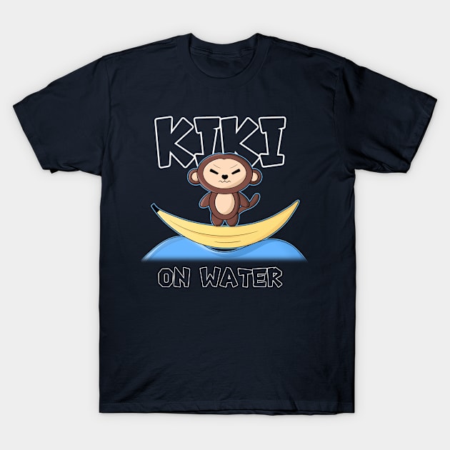 Cute Summer Kawaii Monkey On Banana Boat B T-Shirt by Keira's Art